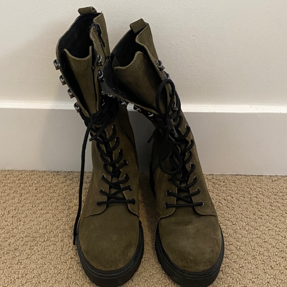 Olive Lace-Up Combat Boots